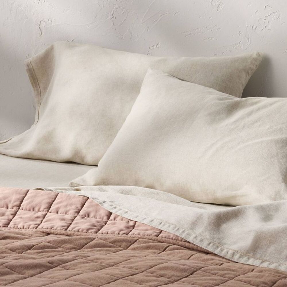 King 100% Linen Pillowcases Natural - Casaluna
